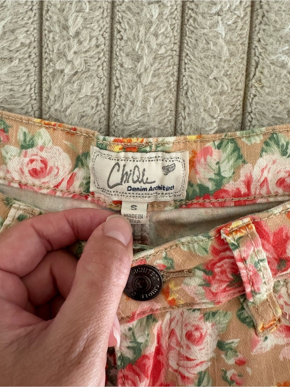 Chloe Floral High-Rise Cotton Shorts in Pink, Green & Yellow - Picture 3 of 5